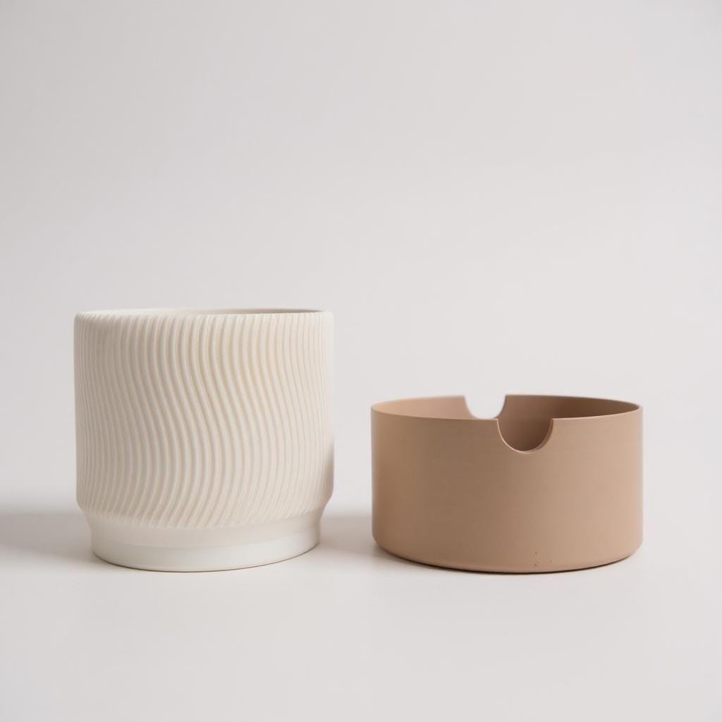 Modern Ribbed Self-Watering Planter